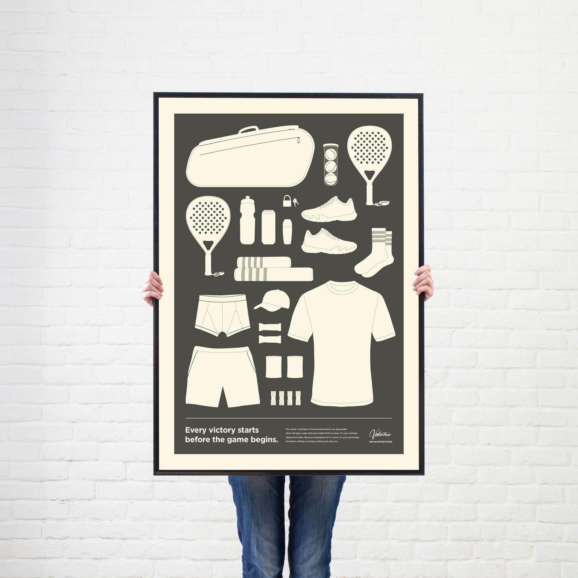 In the Bag, Padel Bag Checklist Poster, Male Grey