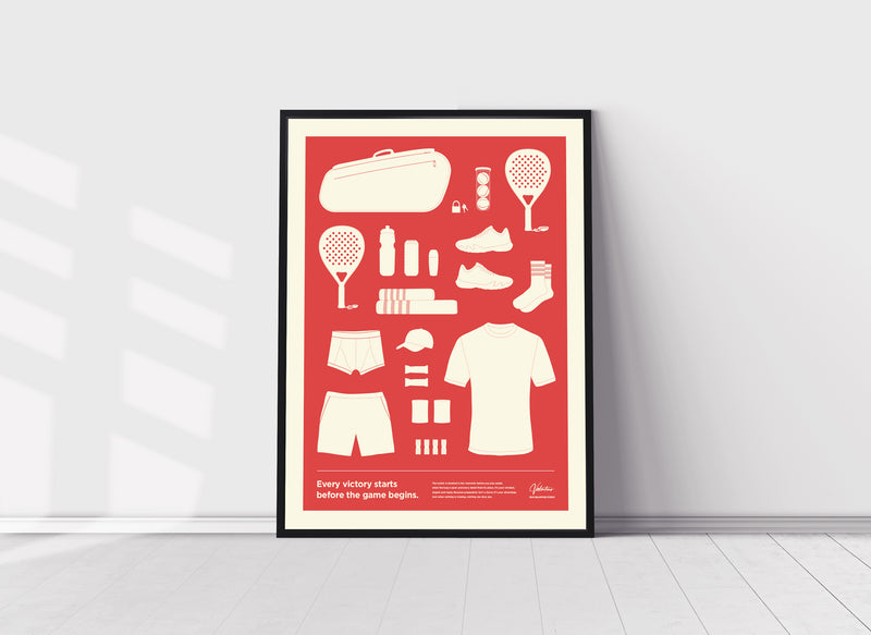 In the Bag. Padel Bag Checklist Poster, Male red Don Valentino Studio