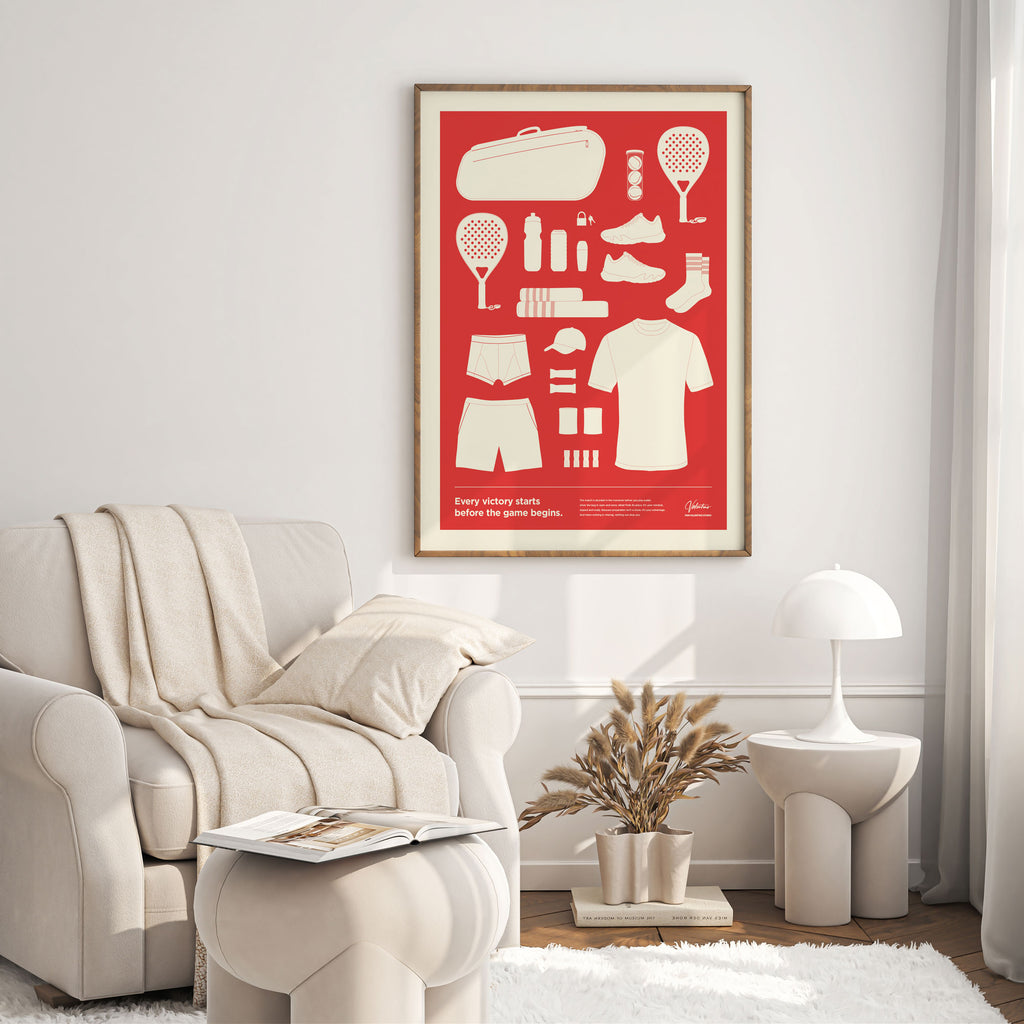 In the Bag. Padel Bag Checklist Poster, Male red