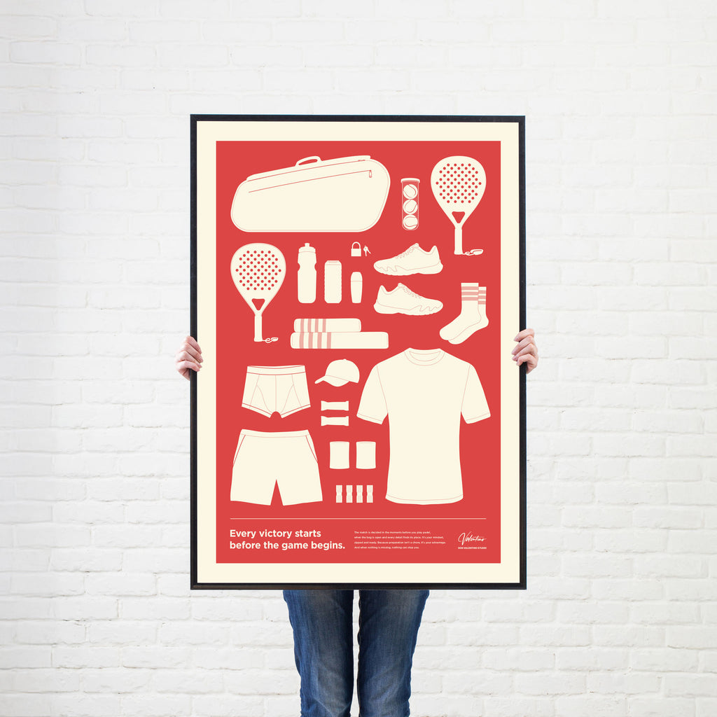 In the Bag. Padel Bag Checklist Poster, Male red