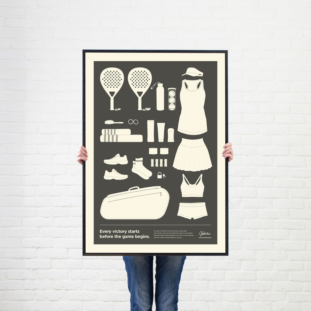 In the Bag, Padel Bag Checklist Poster, Female Grey