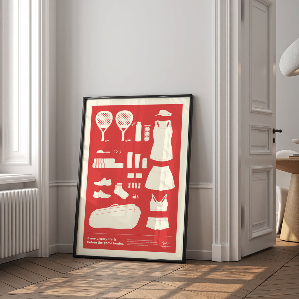 In the Bag, Padel Bag Checklist Poster, Female Red