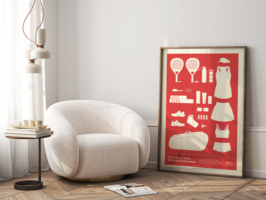 In the Bag, Padel Bag Checklist Poster, Female Red